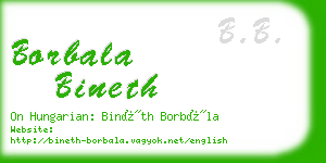 borbala bineth business card